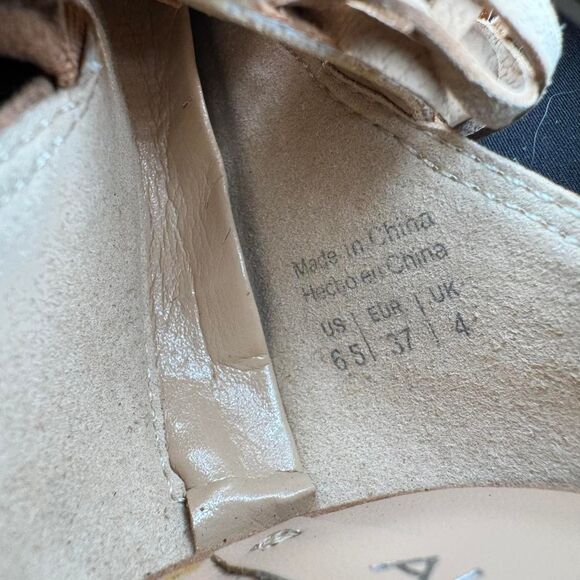 Aldo Women’s Size 6.5 Fringe Suede Stiletto Heels Sandals Tan Boho Festival - Picture 6 of 8